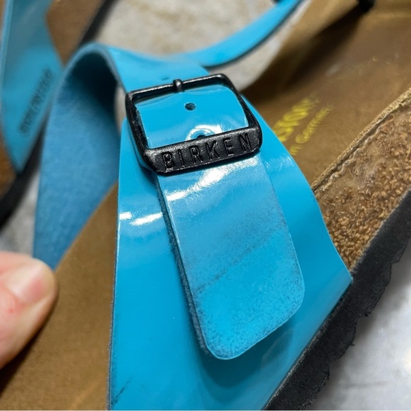 Birkenstock Birko Flor GIZEH Blue Patent 36 L9 M7 EU40 Regular/Wide ***RARE*** - Picture 3 of 11